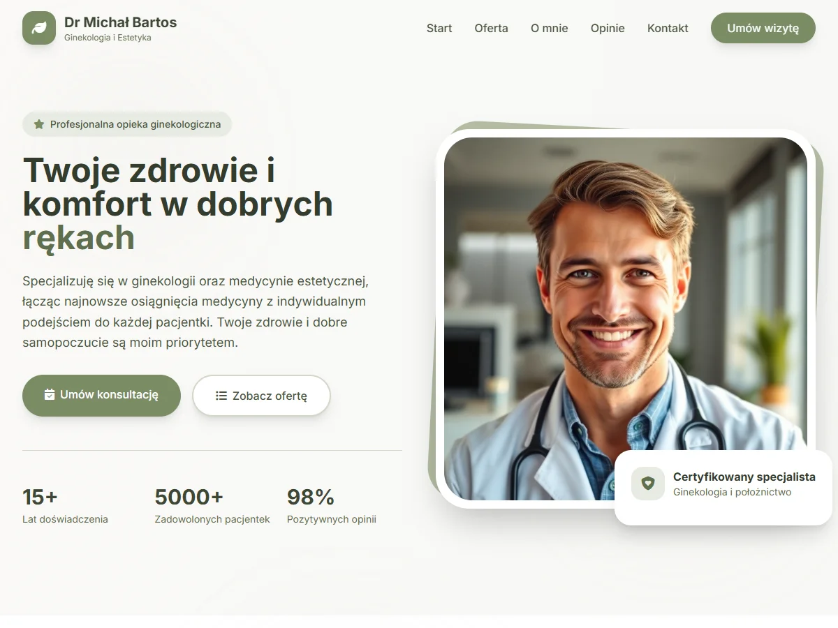 Wariant Organiczny strony głównej dla Doktor Bartos